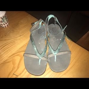 Chaco sandal flats.  Turquoise size 10